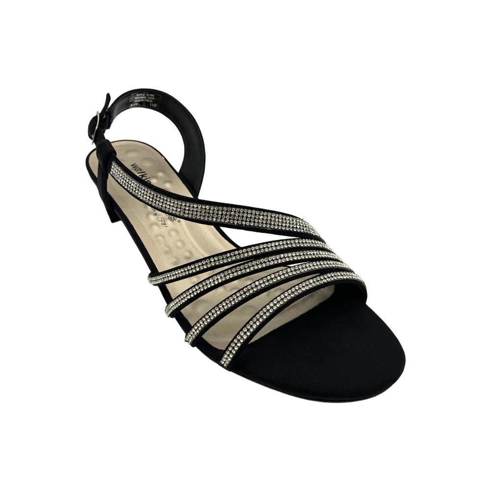 Walking Cradles Women's Lettie 2 Heel Sandals Black/Crystal - Medium